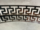 Vintage 18" Greek Key Round Chrome & Mirror Tray