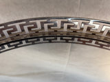 Vintage 18" Greek Key Round Chrome & Mirror Tray