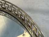 Vintage 18" Greek Key Round Chrome & Mirror Tray