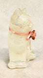 Fenton Iridescent Cat with Pink Rose Figurine