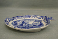 Spode Italian Leaf-Shaped Dish - White and Blue