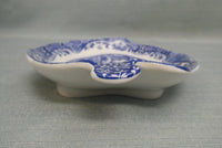 Spode Italian Leaf-Shaped Dish - White and Blue