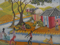 Village Scene Painting by Haitian Artist Jonas