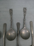 Vintage Pewter Pitcher, Platter and 9 Spoons