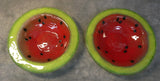 Watermelon Fused Glass Bowls by Edwin D. Walter - Set of 2