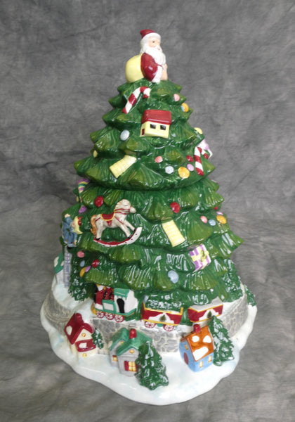 Spode Christmas Tree with Train Centerpiece Cookie Jar