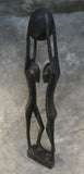 Lovers Statue, 31" Carved Wood Figurine Made in Ghana