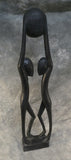 Lovers Statue, 31" Carved Wood Figurine Made in Ghana