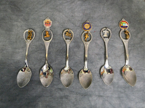 Souvenir Spoons with Dangling Charms - Lot of 6