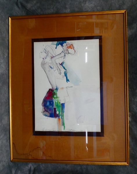 The Dressing Gown 1973 Original Watercolor, Signed by Artist