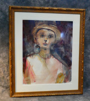 Watercolor Portrait, Matted and Framed - 27" x 32"