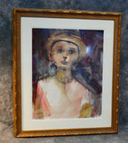 Watercolor Portrait, Matted and Framed - 27" x 32"