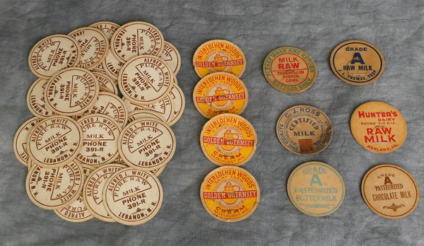 Vintage Milk Bottle Fiber Disc Caps - Lot of 39