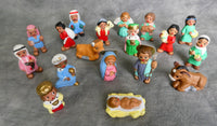 Vintage Spanish Clay Nativity Scene - 18 Figures - Like New!