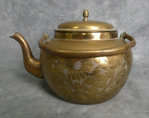 1950s Korean Brass Teapot with Dedication