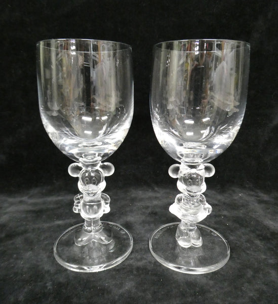 Pair of Mickey and Minnie Mouse Wine Glasses