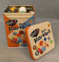 Neato! Glass Marbles Tin with 204 Marbles