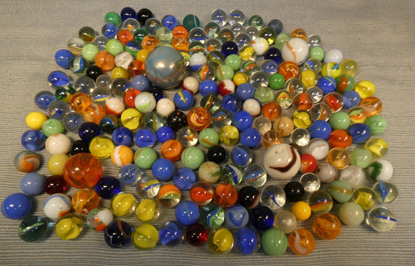 Vintage Glass Marbles - Lot of 200 + 4 Shooters