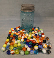 Vintage Ball #3 Mason Jar with 120 Glass Marbles