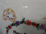 Vintage 1960 Now I Lay Me Down To Sleep Embroidered Framed Artwork