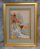 Vintage Country Cottage Embroidery Fiber Art by Vera McDonald Shipp c. 1940