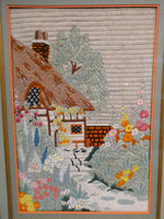 Vintage Country Cottage Embroidery Fiber Art by Vera McDonald Shipp c. 1940