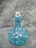 Northwood Blue Opalescent Daisy Fern Swirl Cruet w/Original Stopper