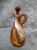 Vtg. Imperial Brown Slag Starburst Pressed Glass Cruet w/Matching Stopper