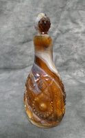 Vtg. Imperial Brown Slag Starburst Pressed Glass Cruet w/Matching Stopper