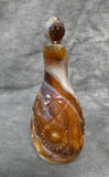 Vtg. Imperial Brown Slag Starburst Pressed Glass Cruet w/Matching Stopper