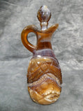Vtg. Imperial Brown Slag Starburst Pressed Glass Cruet w/Matching Stopper