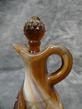 Vtg. Imperial Brown Slag Starburst Pressed Glass Cruet w/Matching Stopper