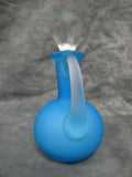 Blue Satin Glass Cruet with Clear Faceted Stopper