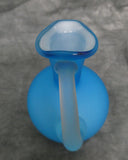 Blue Satin Glass Cruet with Clear Faceted Stopper