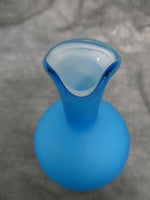 Blue Satin Glass Cruet with Clear Faceted Stopper