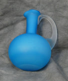 Blue Satin Glass Cruet with Clear Faceted Stopper