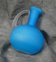 Blue Satin Glass Cruet with Clear Faceted Stopper