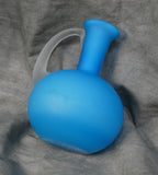Blue Satin Glass Cruet with Clear Faceted Stopper