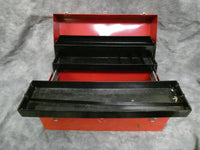 Vtg. 21" Ivy Red Metal Tool Box with Trays