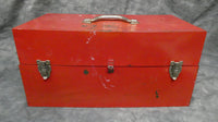 Vtg. 21" Ivy Red Metal Tool Box with Trays