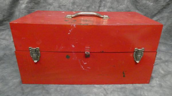 Vtg. 21" Ivy Red Metal Tool Box with Trays