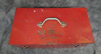 Vtg. 21" Ivy Red Metal Tool Box with Trays