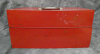 Vtg. 21" Ivy Red Metal Tool Box with Trays