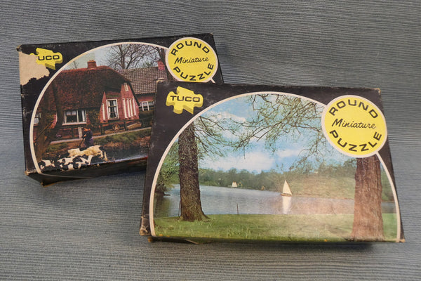 Vintage Tuco Miniature Round 57 Piece Puzzles - Lot of 2