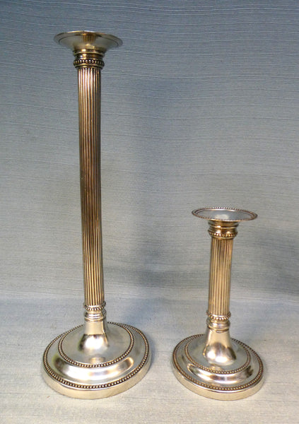Pair of Pierre Deux Pewter Candlesticks - 8" and 15"