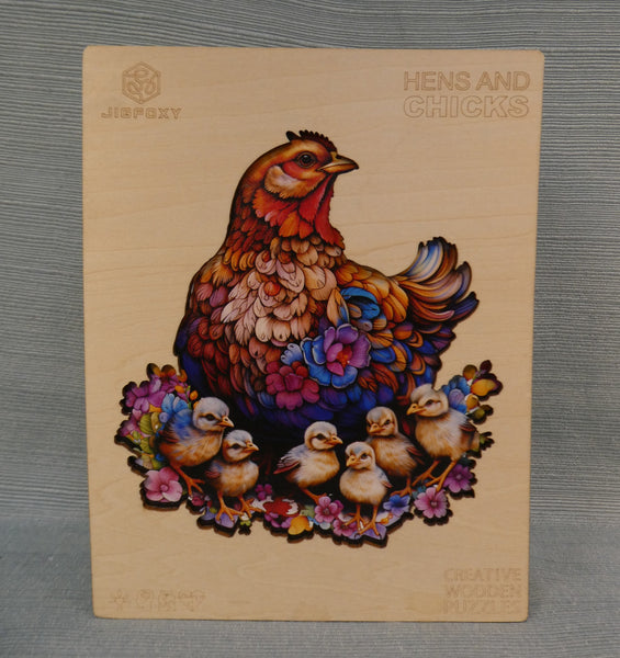 Jigfoxy Wooden Hens and Chicks 180 Piece Puzzle (Missing 1 Edge Piece)