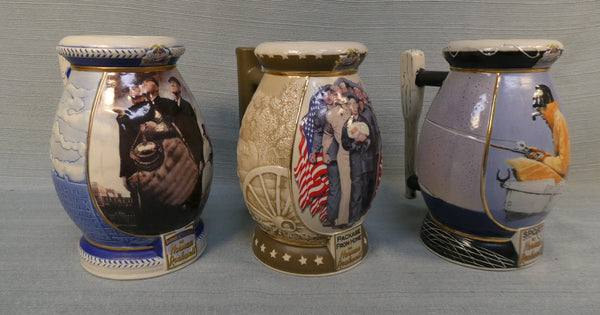 Miller Brewing Norman Rockwell 2001 Collector Steins - Lot of 3