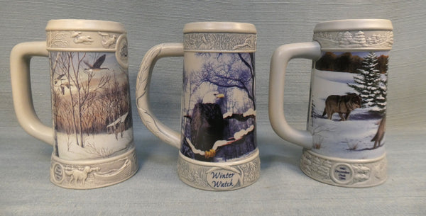 Miller Brewing 1998, 1999, 2000 Holiday Steins - Lot of 3