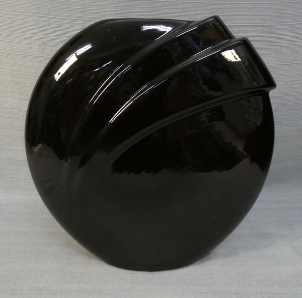 Art Deco 10" Black Ceramic Vase
