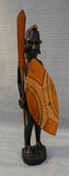Hand Carved 12" African Warrior with Shield and Spear Statue